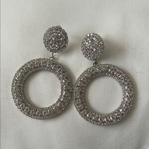 Elegant Silver Crystal Hoop Earrings
